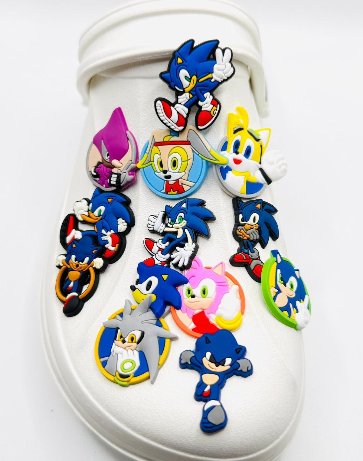 Sonic Hedgehog shoe charms, set of 13, for Crocs-style clogs