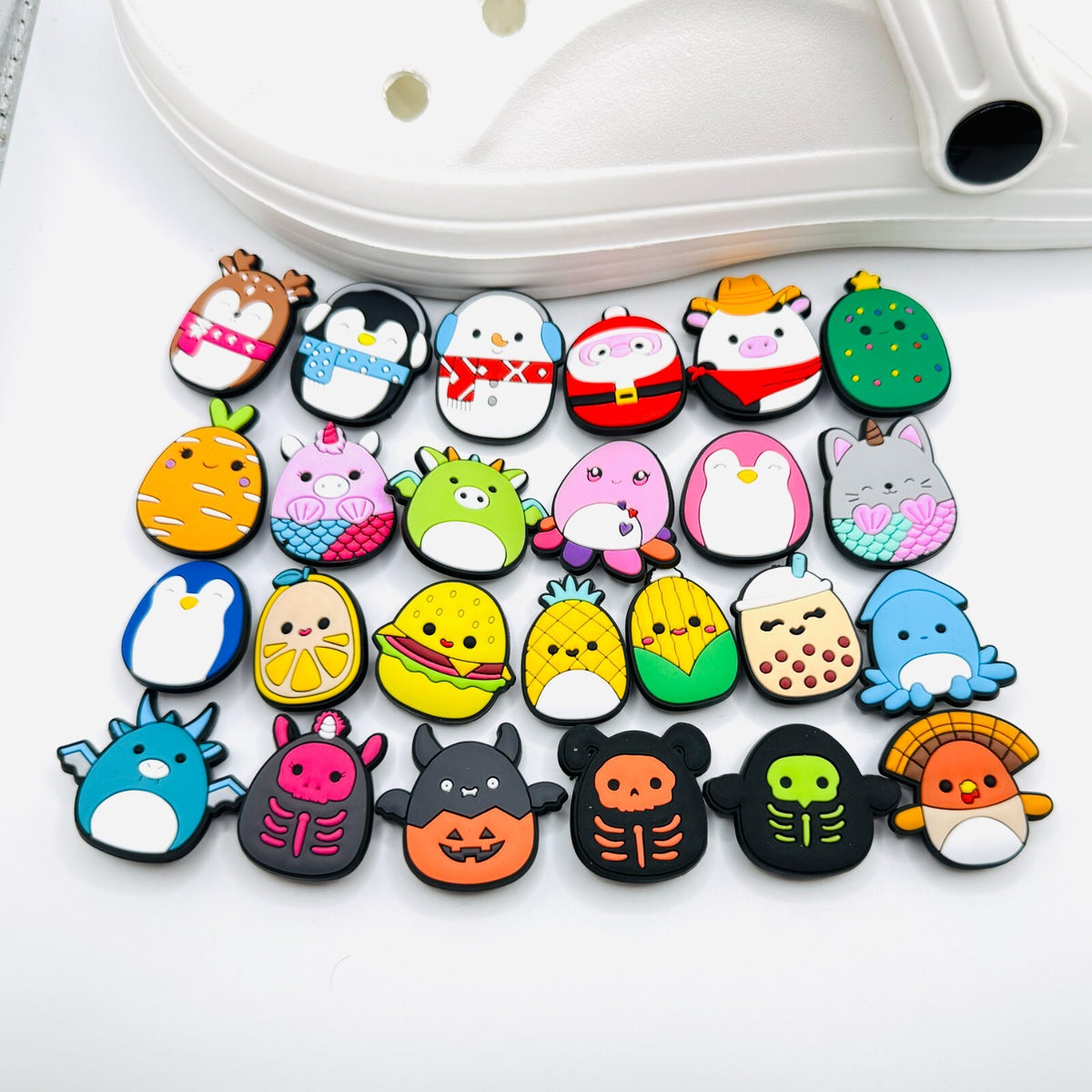Squishmallows, Halloween and Skeleton Mix,  shoe charms, set of 25, for Crocs-style clogs