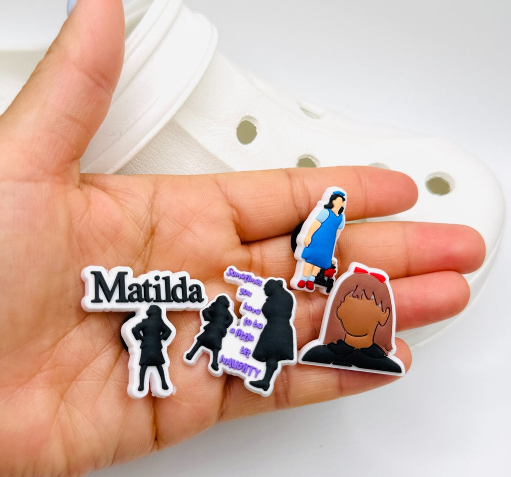 Matilda shoe charms, set of 4, for Crocs-style clogs