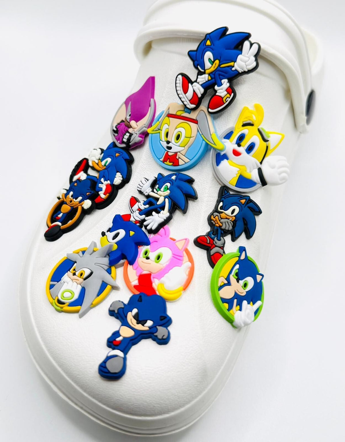 Sonic Hedgehog shoe charms, set of 13, for Crocs-style clogs