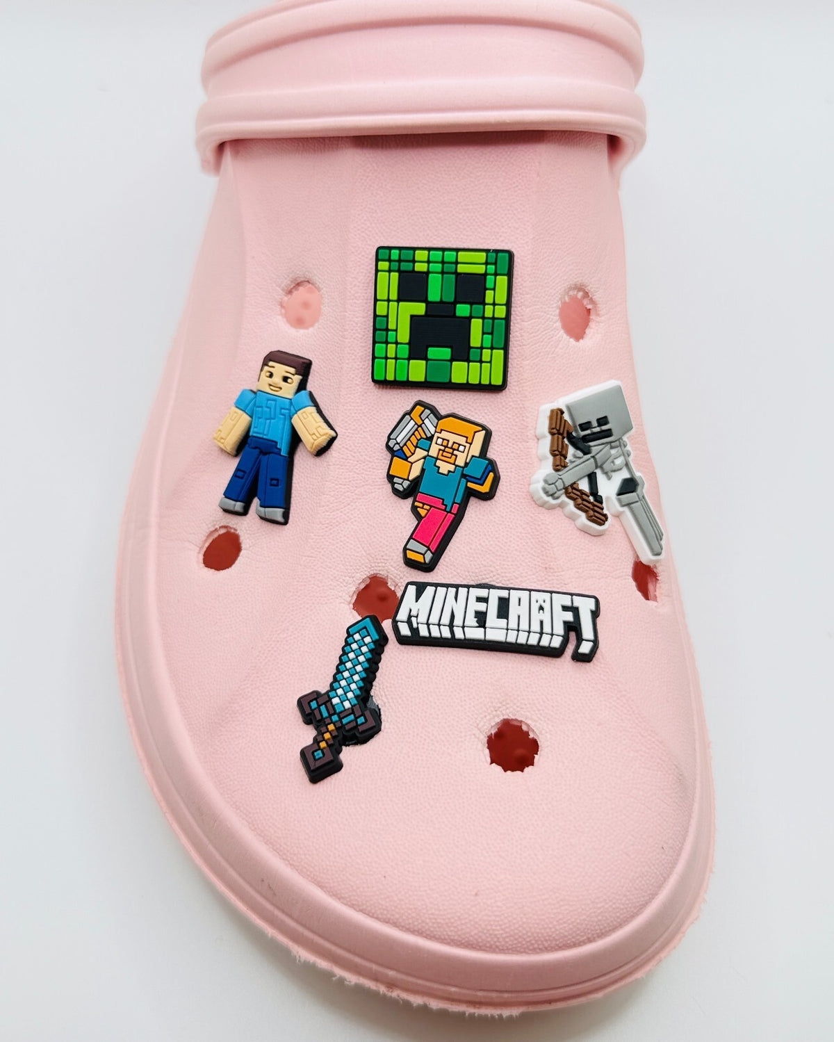 Minecraft shoe charms, set of 6, for Crocs-style clogs