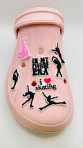 Ice Skating shoe charms, set of 8, for Crocs-style clogs