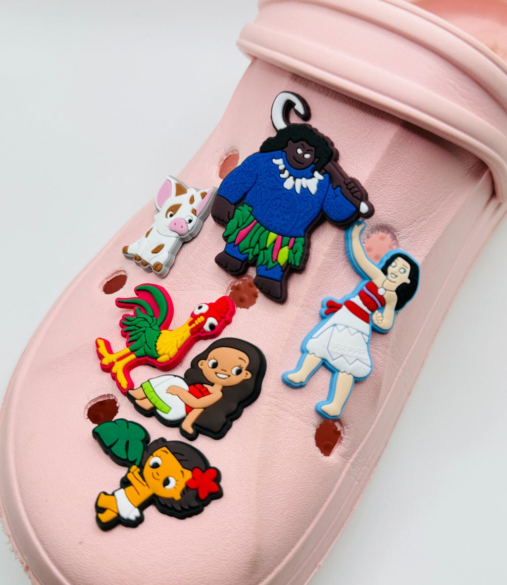 Moana shoe charms, set of 6, for Crocs-style clogs
