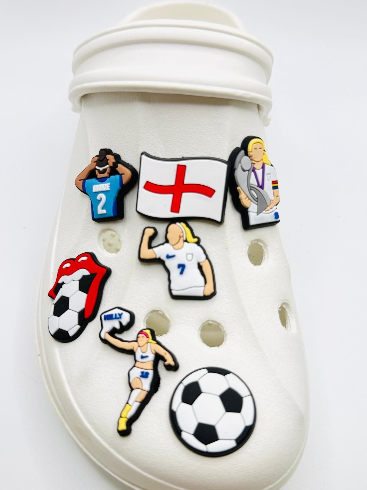 Lionesses Football shoe charms, set of 7, for Crocs-style clogs