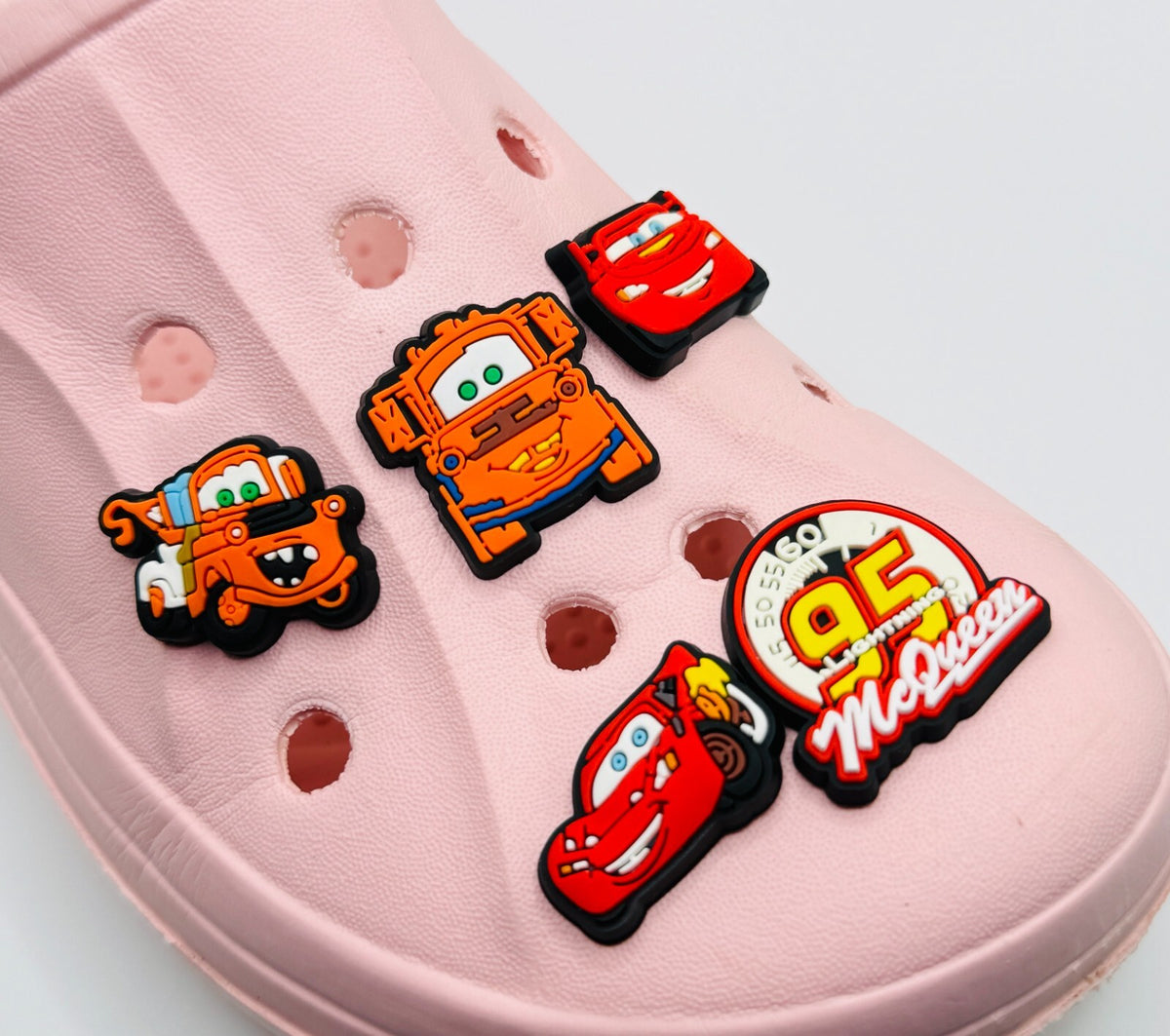 Cartoon Cars shoe charms, set of 5, for Crocs-style clogs