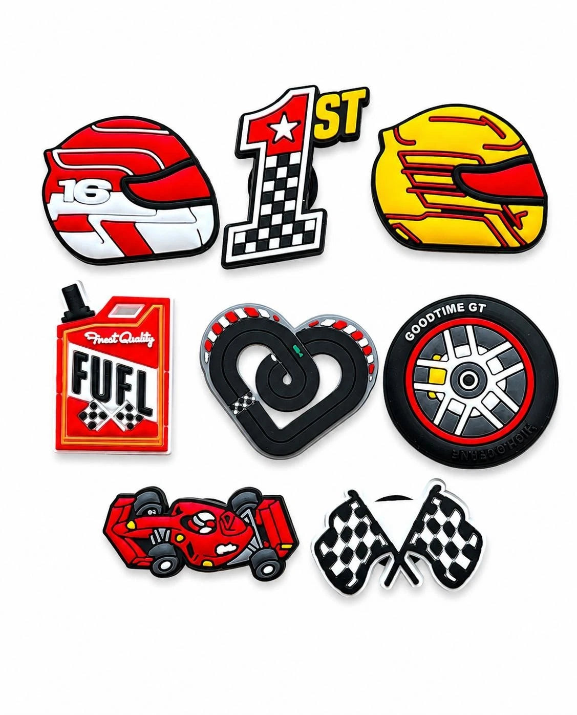 Motor Racing Race Cars Charms SET OF 8