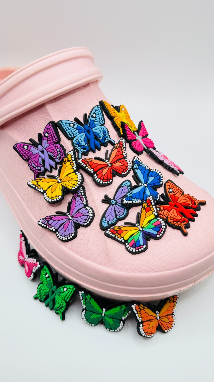 Butterfly shoe charms, set of 16, for Crocs-style clogs