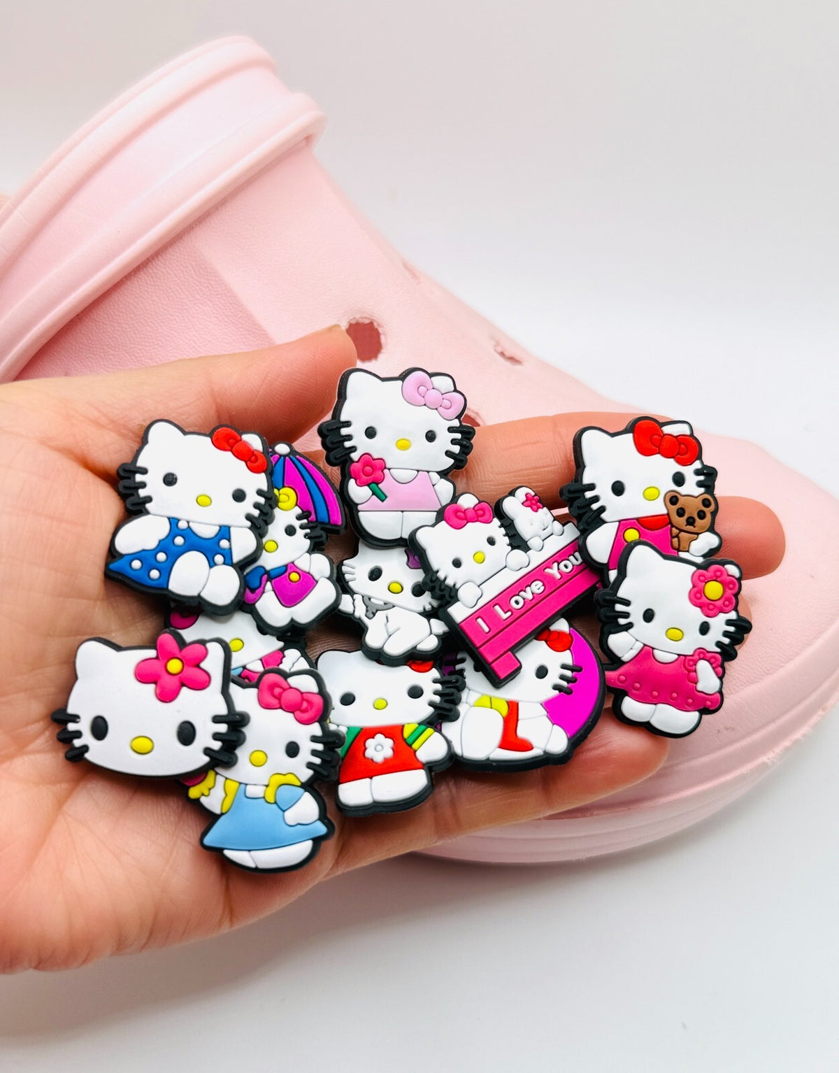 Hello Kitty shoe charms, set of 12, for Crocs-style clogs