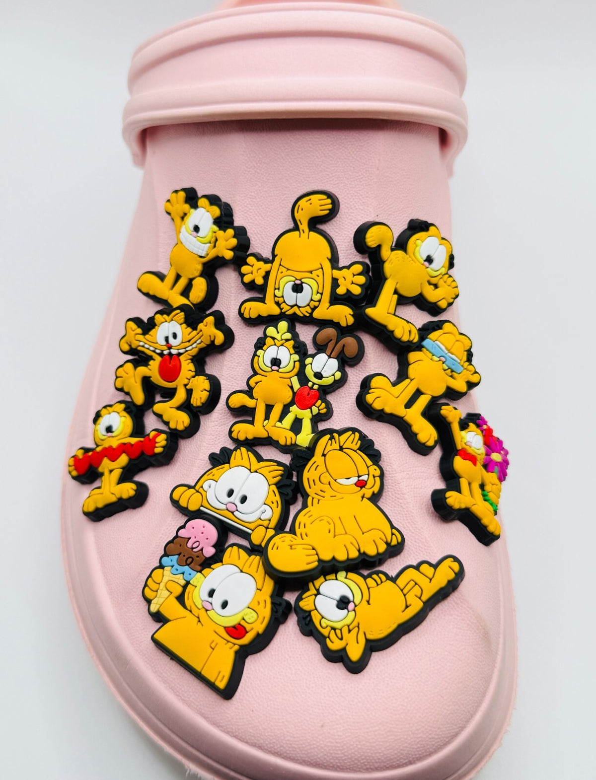 Garfield shoe charms, set of 12, for Crocs-style clogs