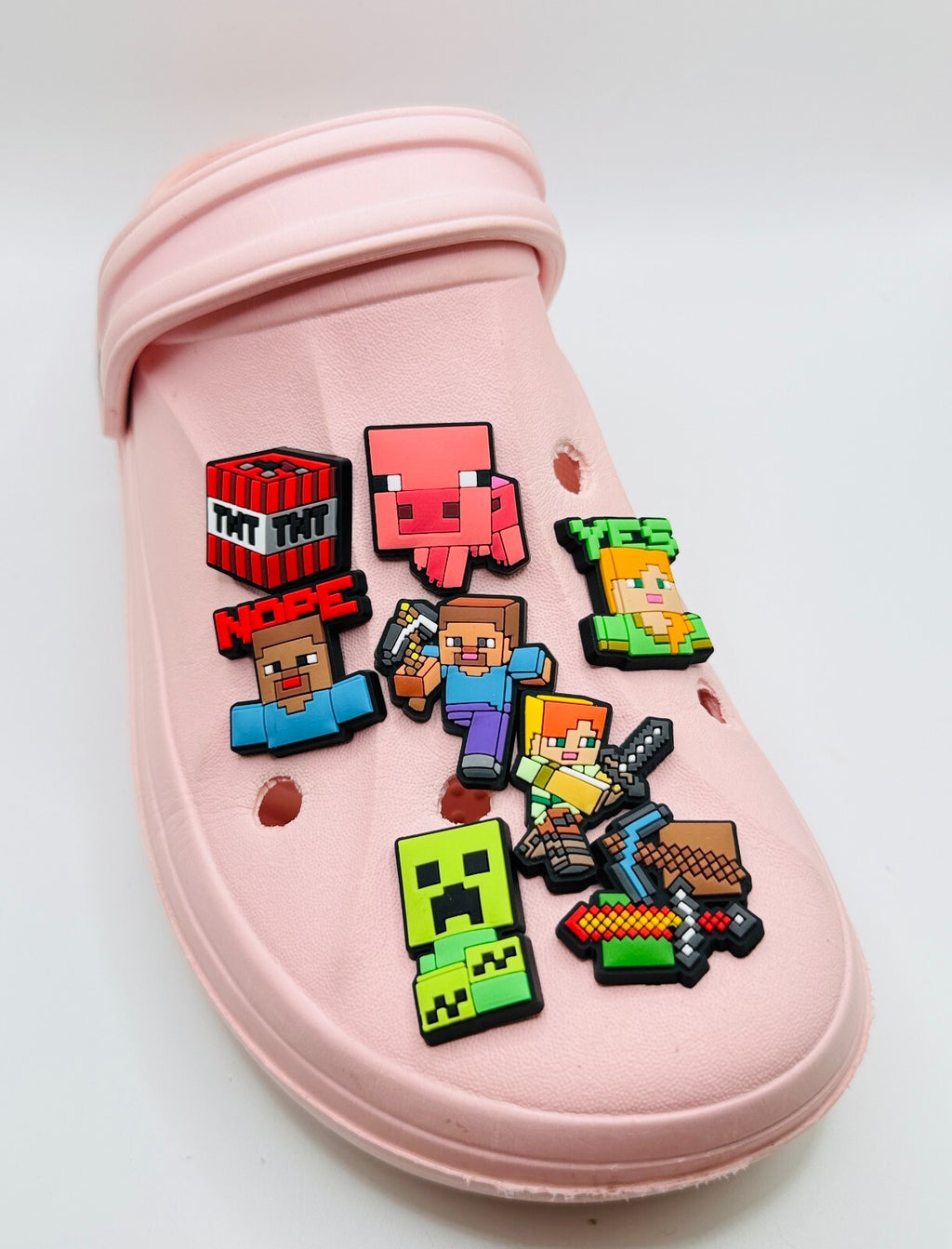 Minecraft shoe charms, set of 8, for Crocs-style clogs