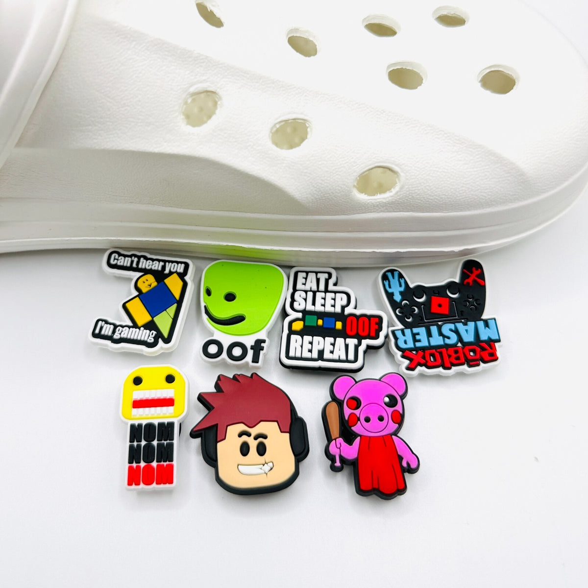Roblok Gaming shoe charms, set of 7, for Crocs-style clogs