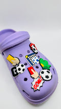 Football shoe charms, set of 8, for Crocs-style clogs