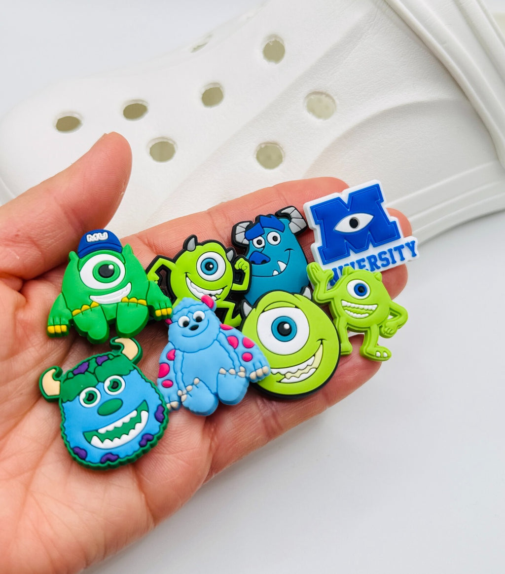 Monsters Uni shoe charms, set of 8, for Crocs-style clogs