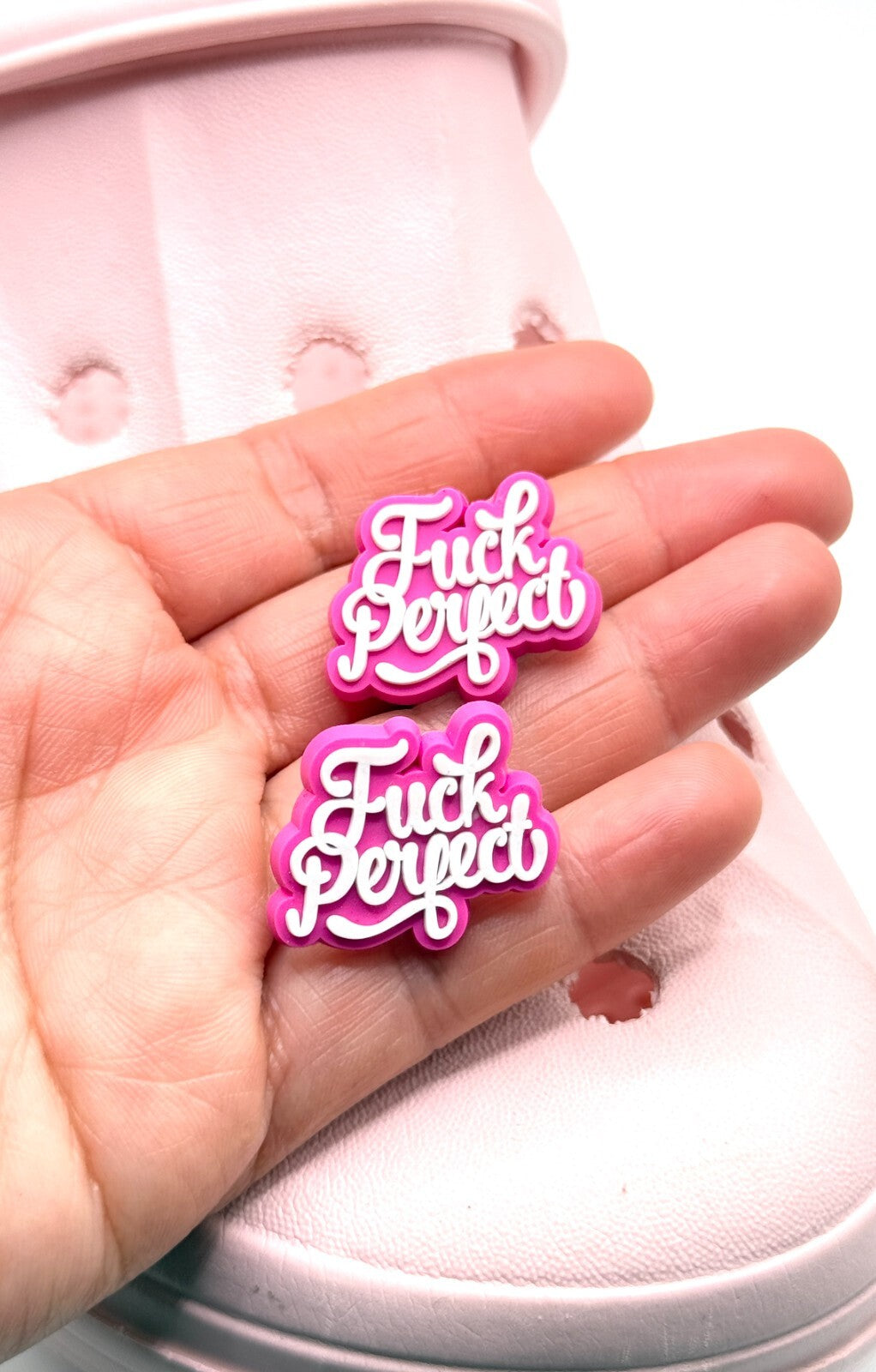 F*ck Perfect shoe charms, set of 2, for Crocs-style clogs