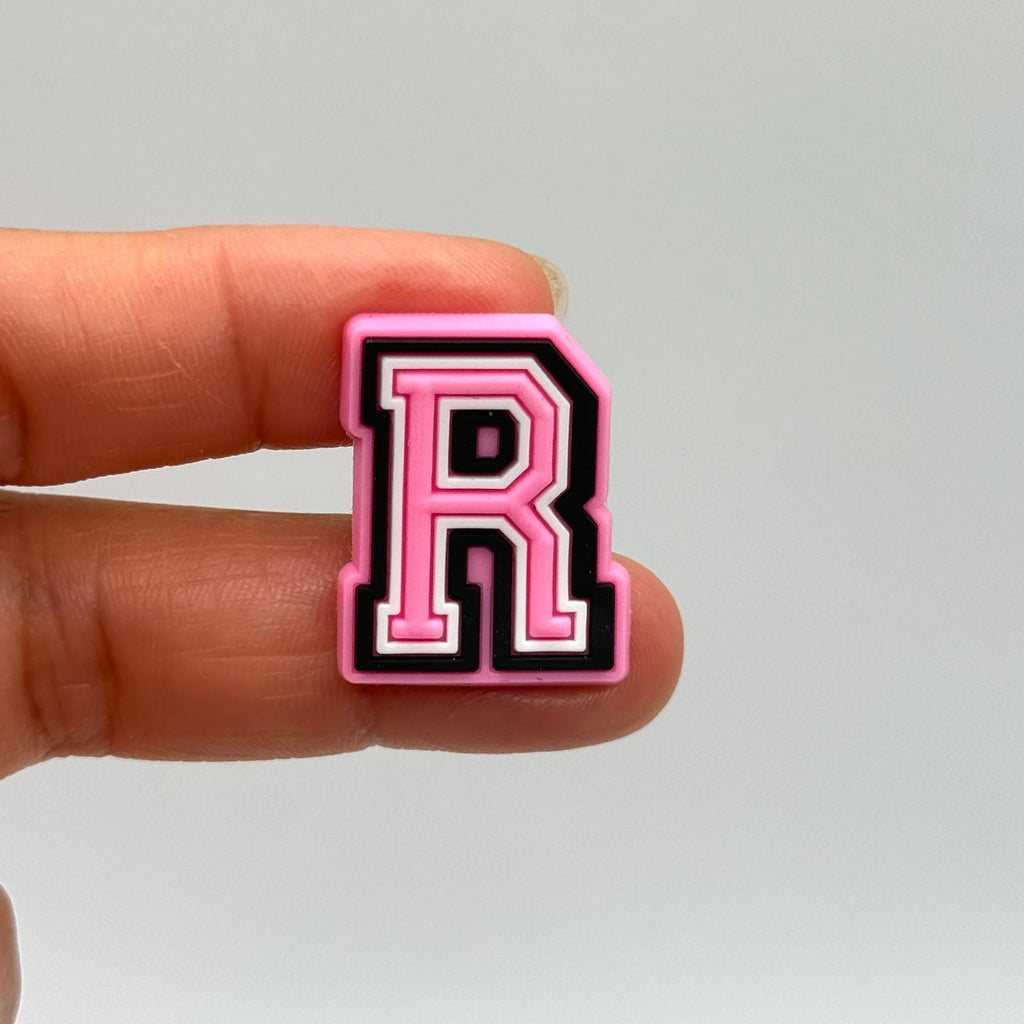 Letters Pink shoe charms for Crocs-style clogs