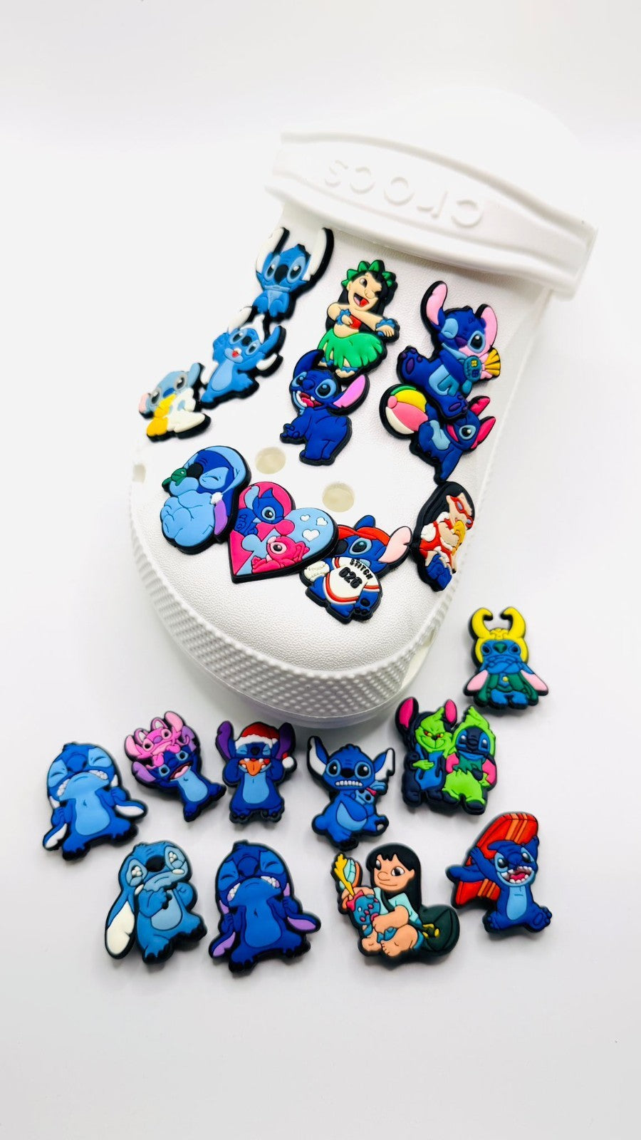 Cartoon Stitch SET OF 21 Set A shoe charms for Crocs-style clogs