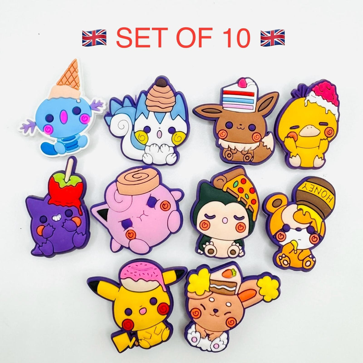 Pokémon food and costume characters shoe charms, set of 10 – photo 1