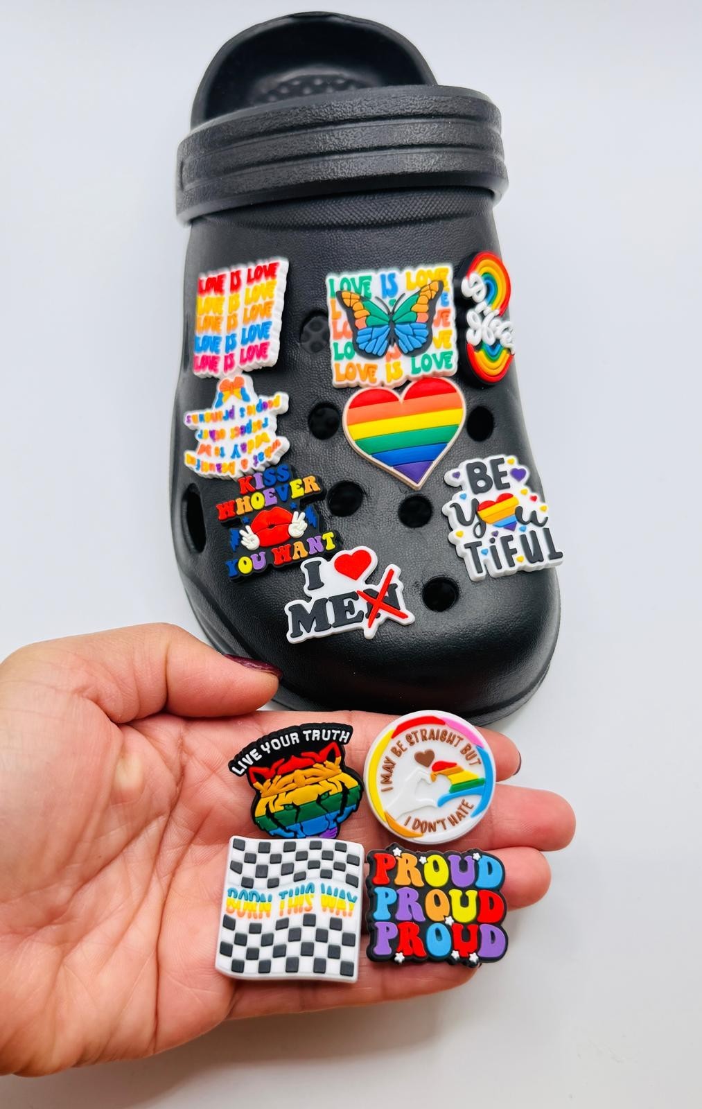 Pride shoe charms, set of 12, for Crocs-style clogs