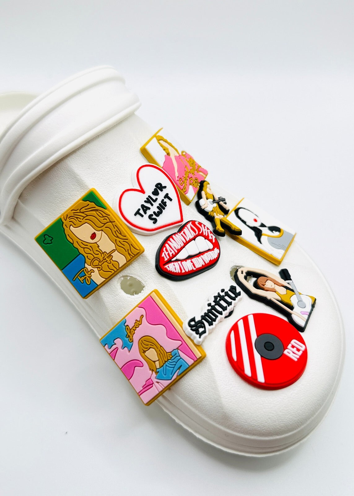 Taylor Swiftie Heart shoe charms, set of 10, for Crocs-style clogs