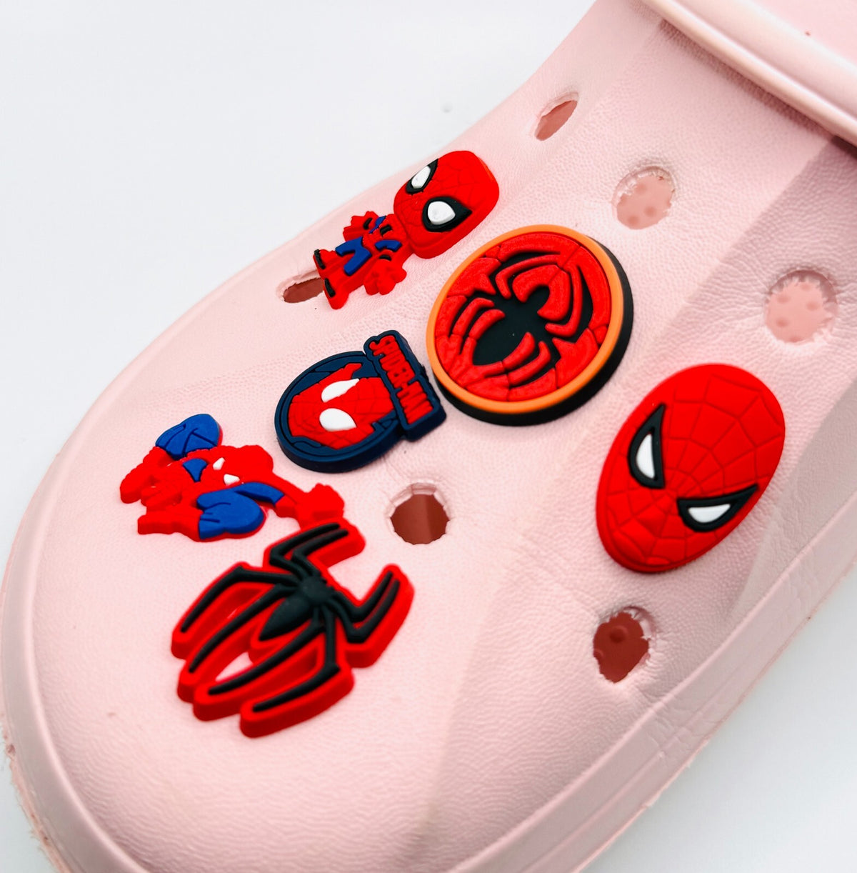 Spiderman shoe charms, set of 6, for Crocs-style clogs