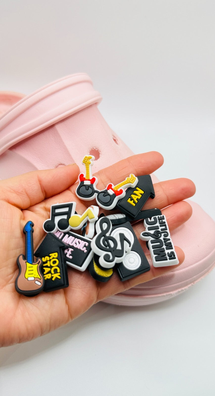 Music shoe charms, set of 12, for Crocs-style clogs