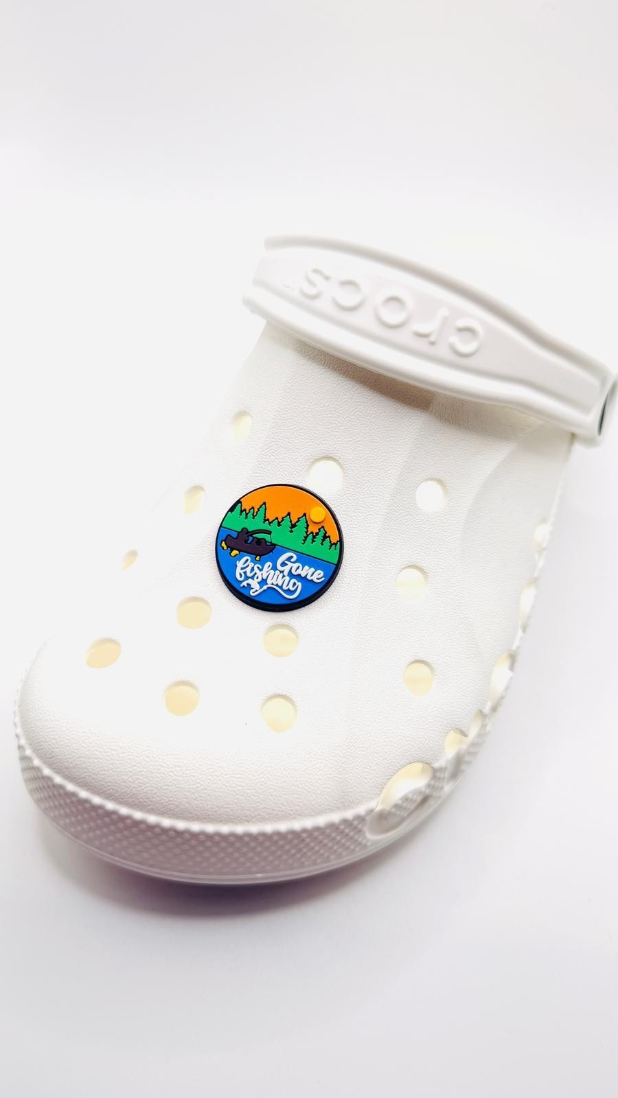 Fishing shoe charms for Crocs-style clogs