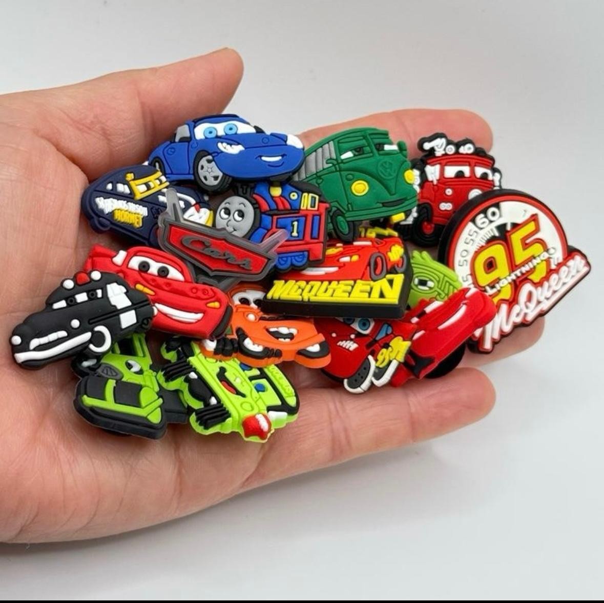 Cartoon Cars shoe charms, set of 16, for Crocs-style clogs