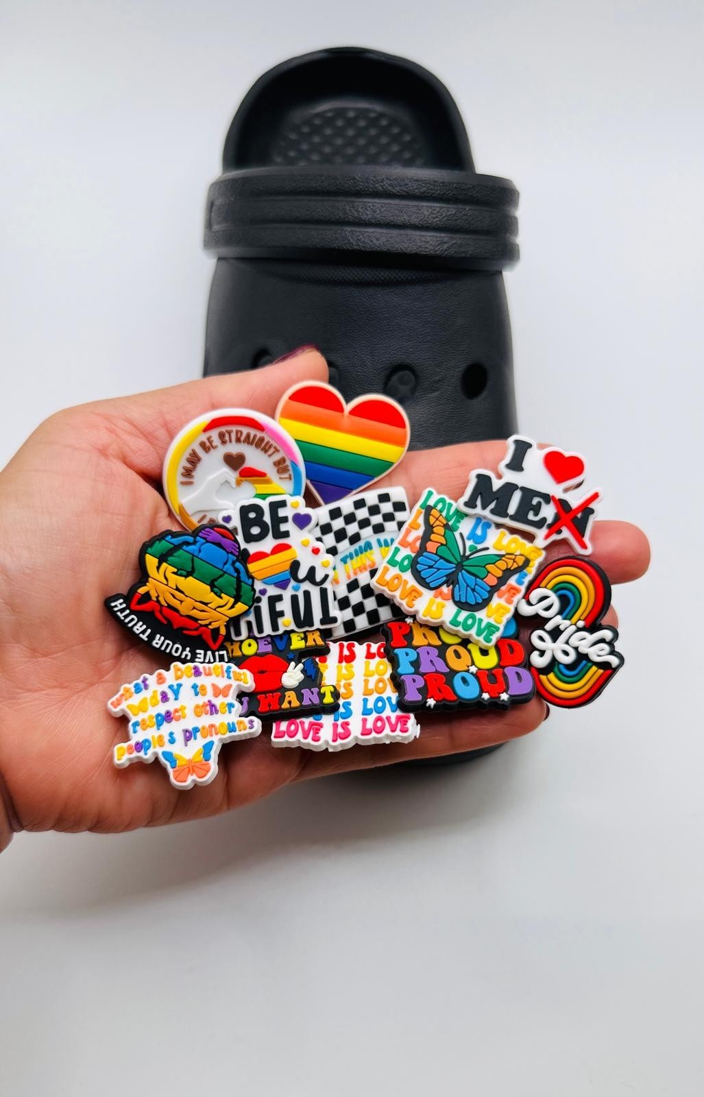 Pride shoe charms, set of 12, for Crocs-style clogs