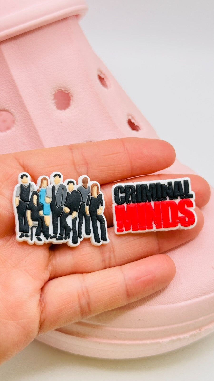 Criminal Minds shoe charms, set of 2, for Crocs-style clogs