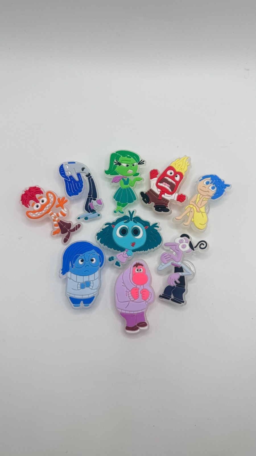 Inside Out Glow in the Dark shoe charms, set of 9, for Crocs-style clogs
