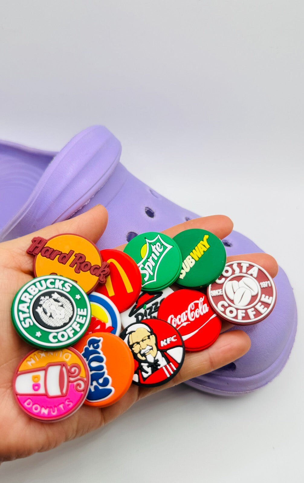 Fast Food shoe charms, set of 12, for Crocs-style clogs