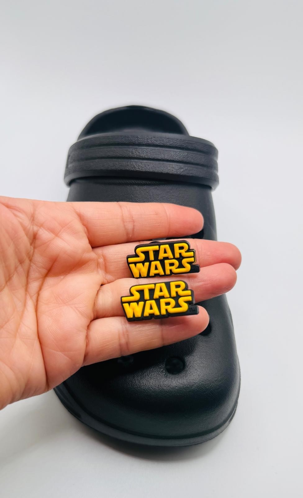 Star Wars, Yellow Logo Design,  shoe charms, set of 2, for Crocs-style clogs