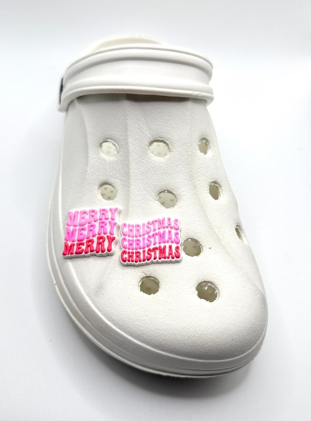 Merry Christmas shoe charms, set of 2, for Crocs-style clogs
