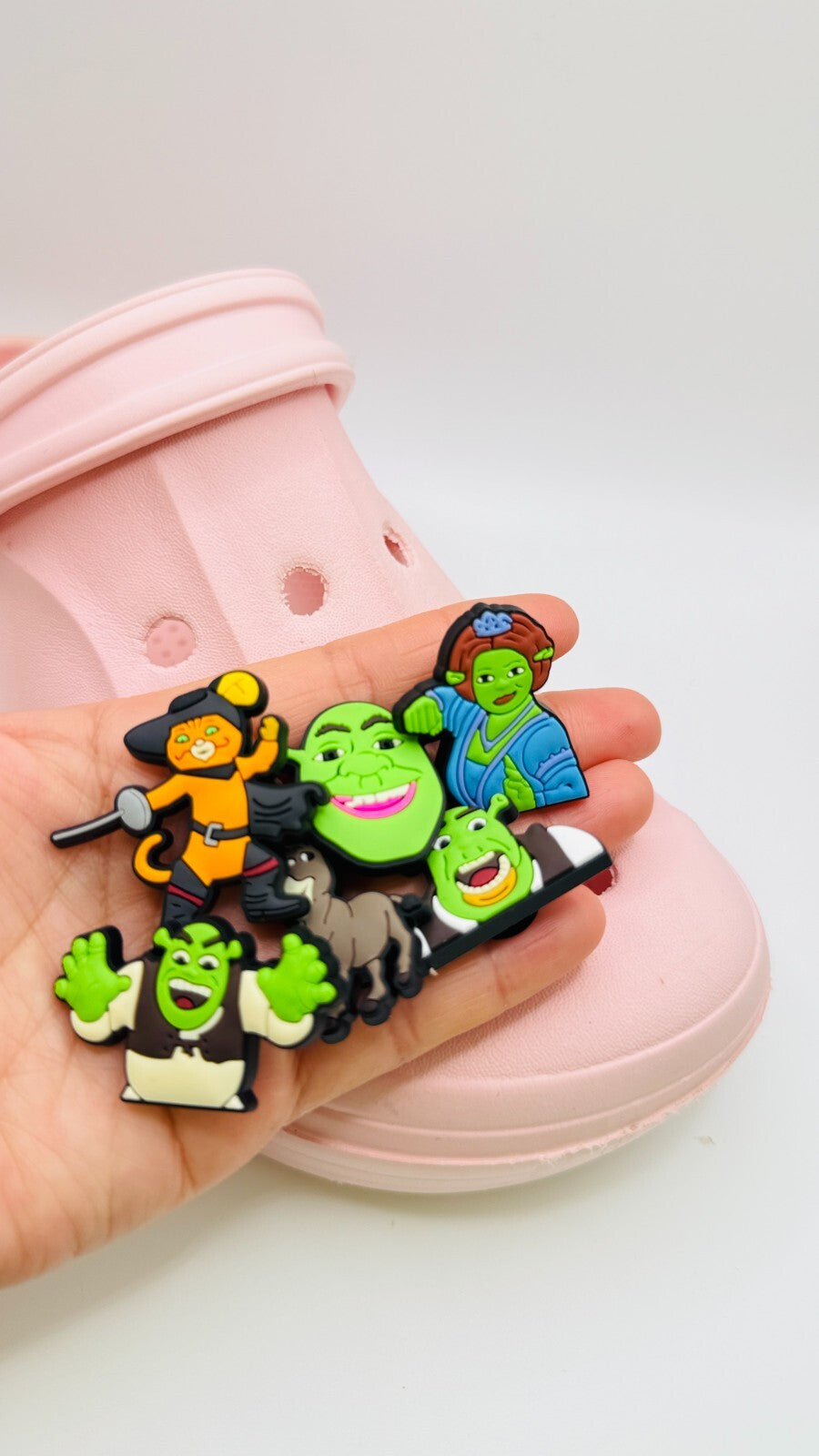 Shrek shoe charms, set of 6, for Crocs-style clogs