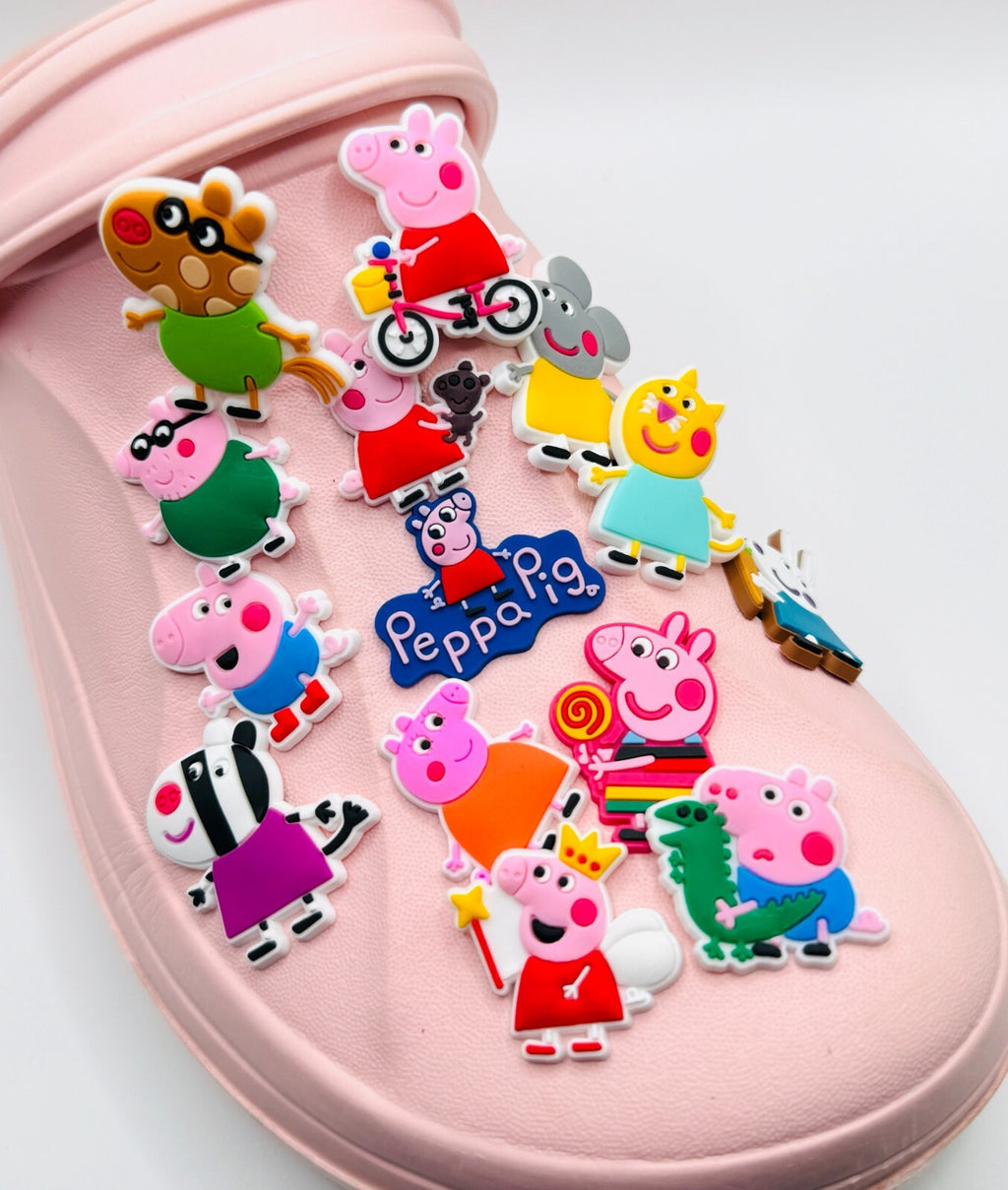 Peppa Pig shoe charms, set of 14, for Crocs-style clogs