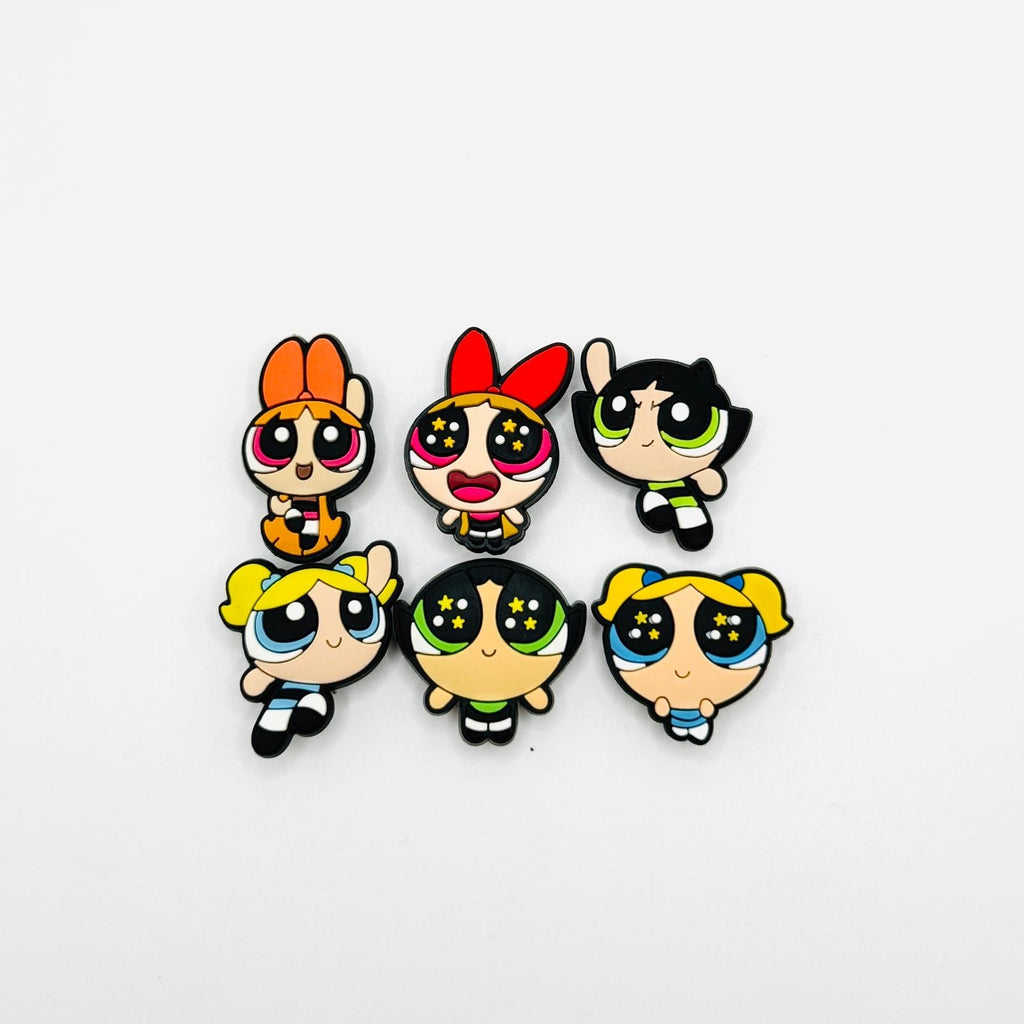 Power Puff Girls shoe charms, set of 6, for Crocs-style clogs