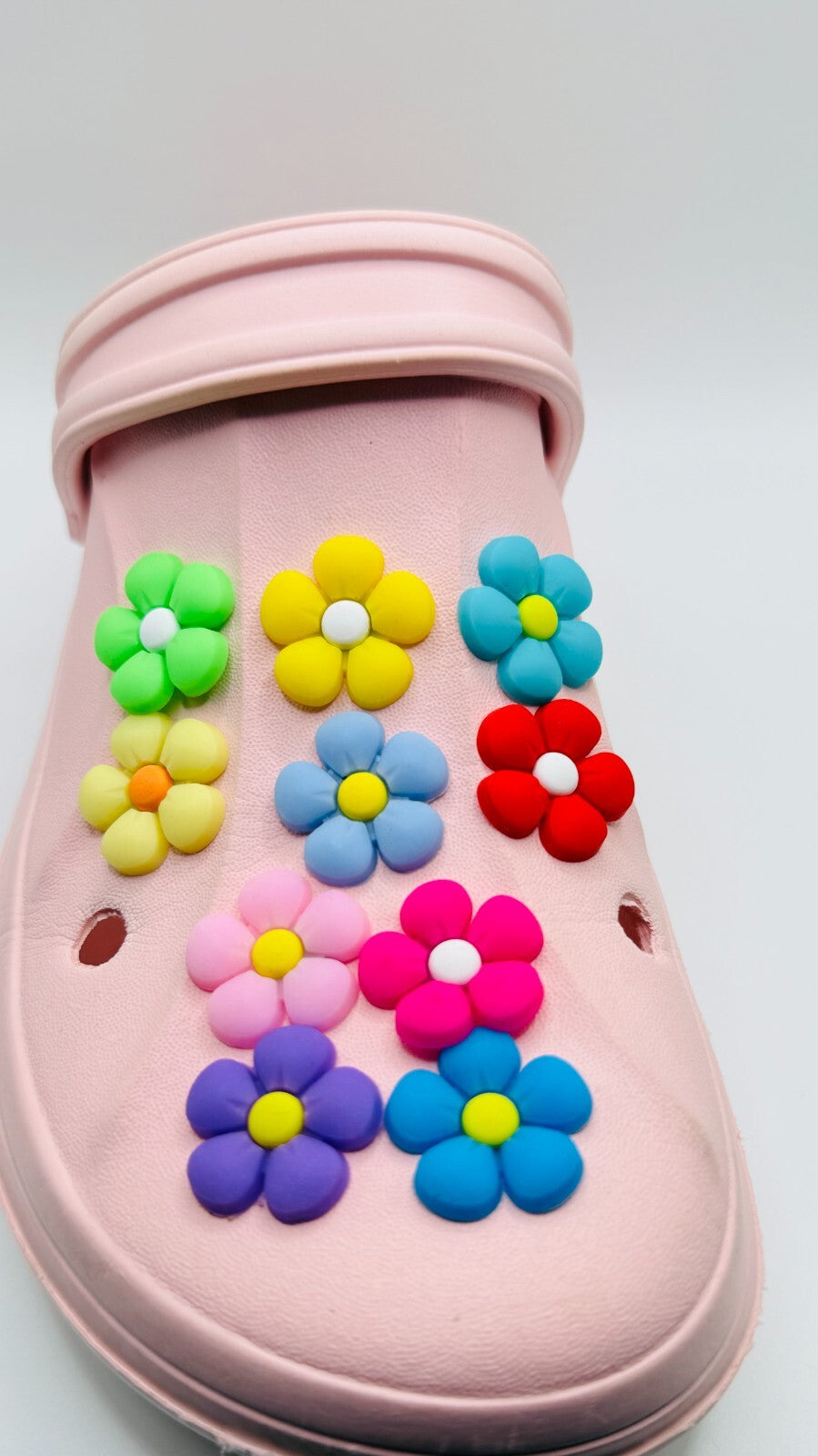 Flowers shoe charms, set of 10, for Crocs-style clogs