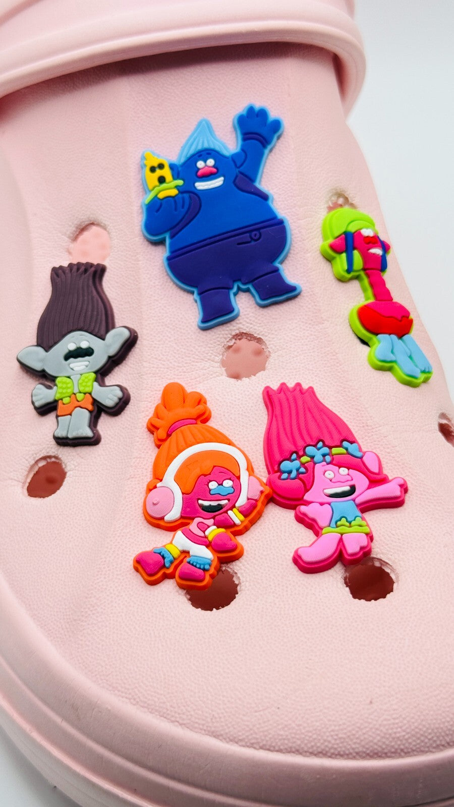 Trolls shoe charms, set of 5, for Crocs-style clogs