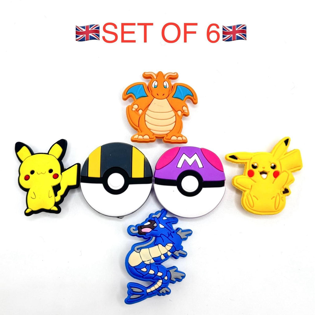 Pokémon pikachu and dragons shoe charms, set of 6 – photo 1