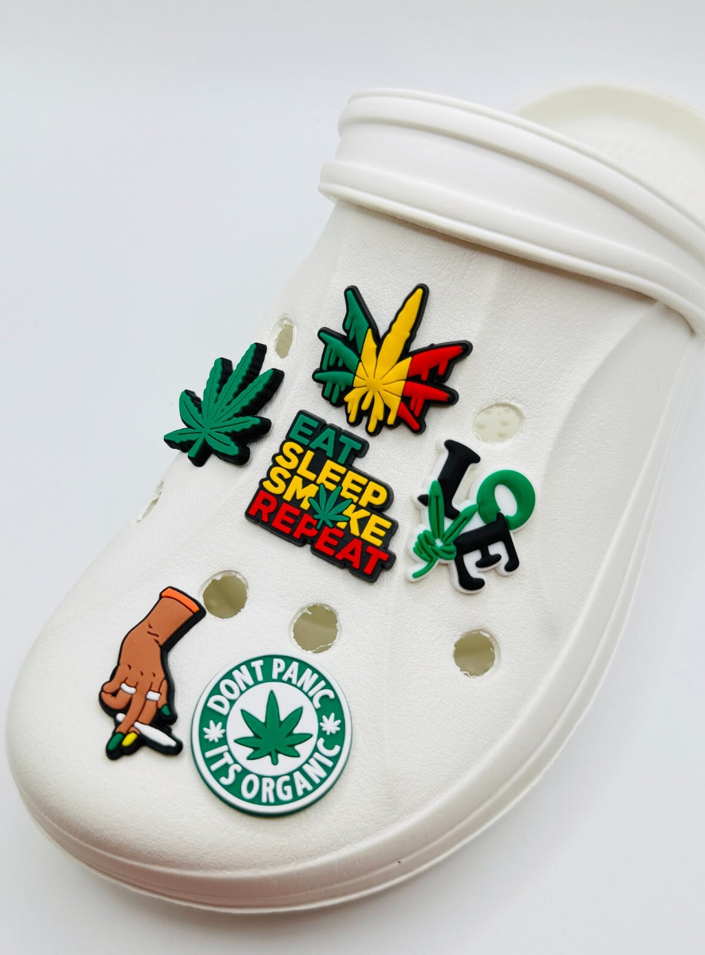 Weed shoe charms, set of 6, for Crocs-style clogs