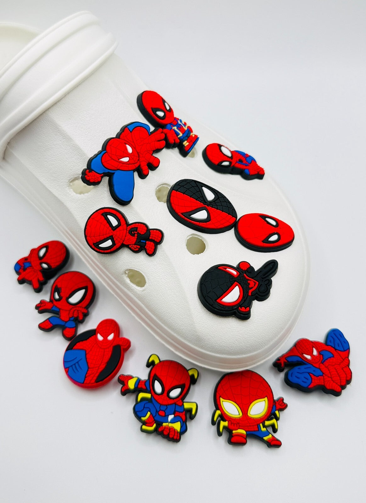 Spiderman shoe charms, set of 13, for Crocs-style clogs