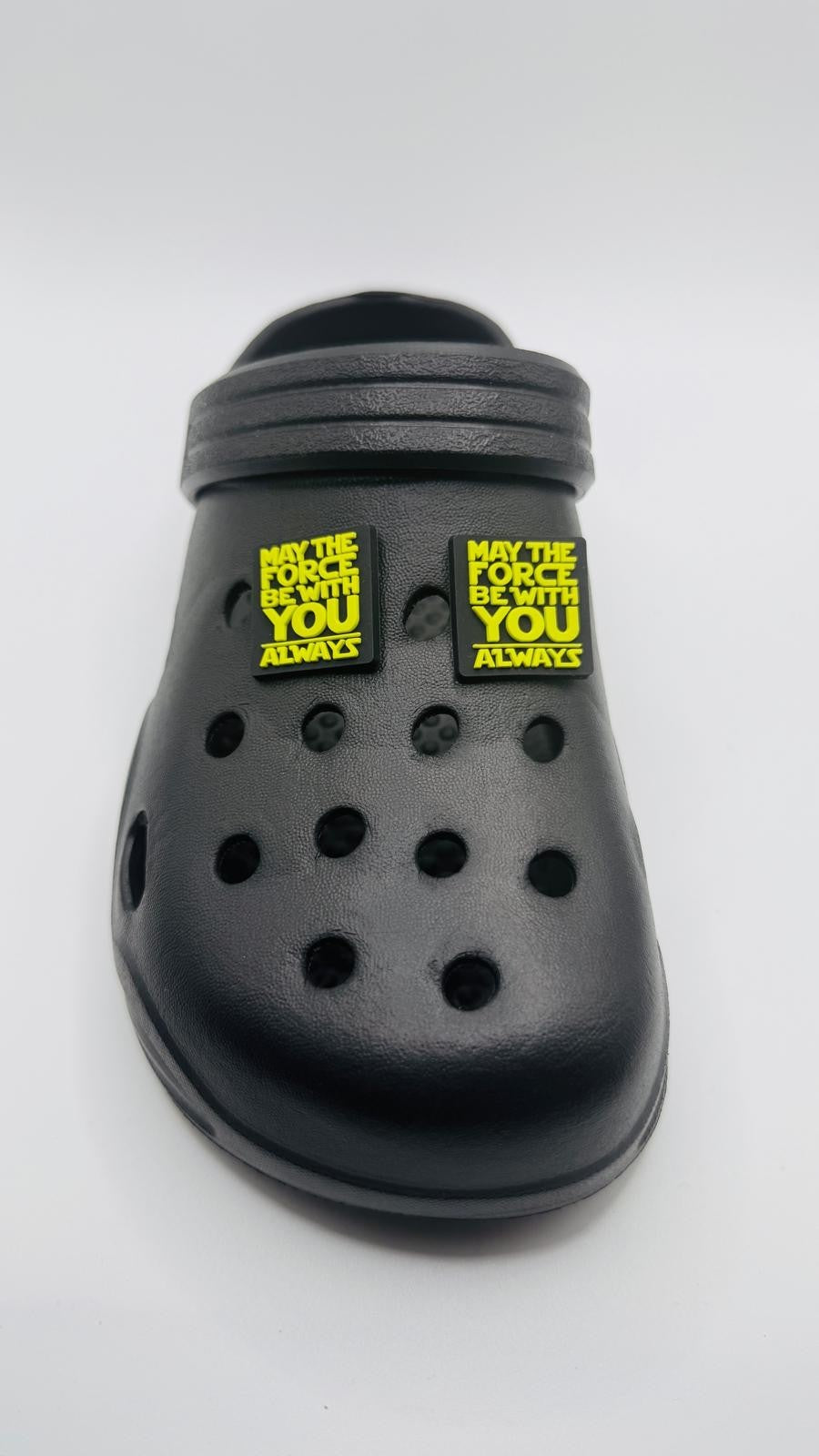 Star Wars, May the Force Quote,  shoe charms, set of 2, for Crocs-style clogs