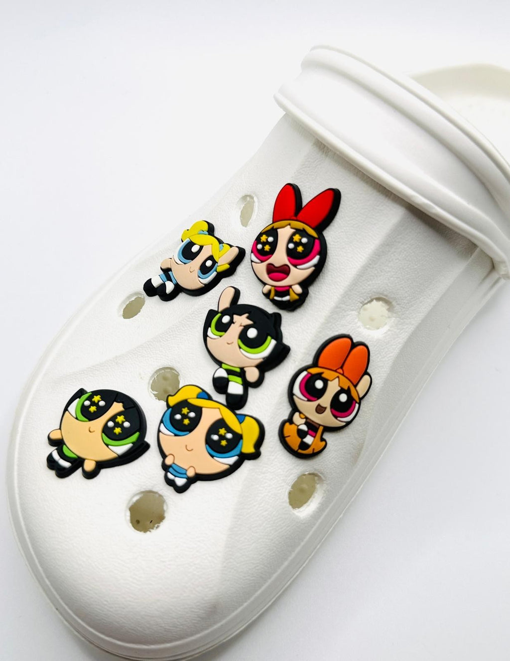 Power Puff Girls shoe charms, set of 6, for Crocs-style clogs
