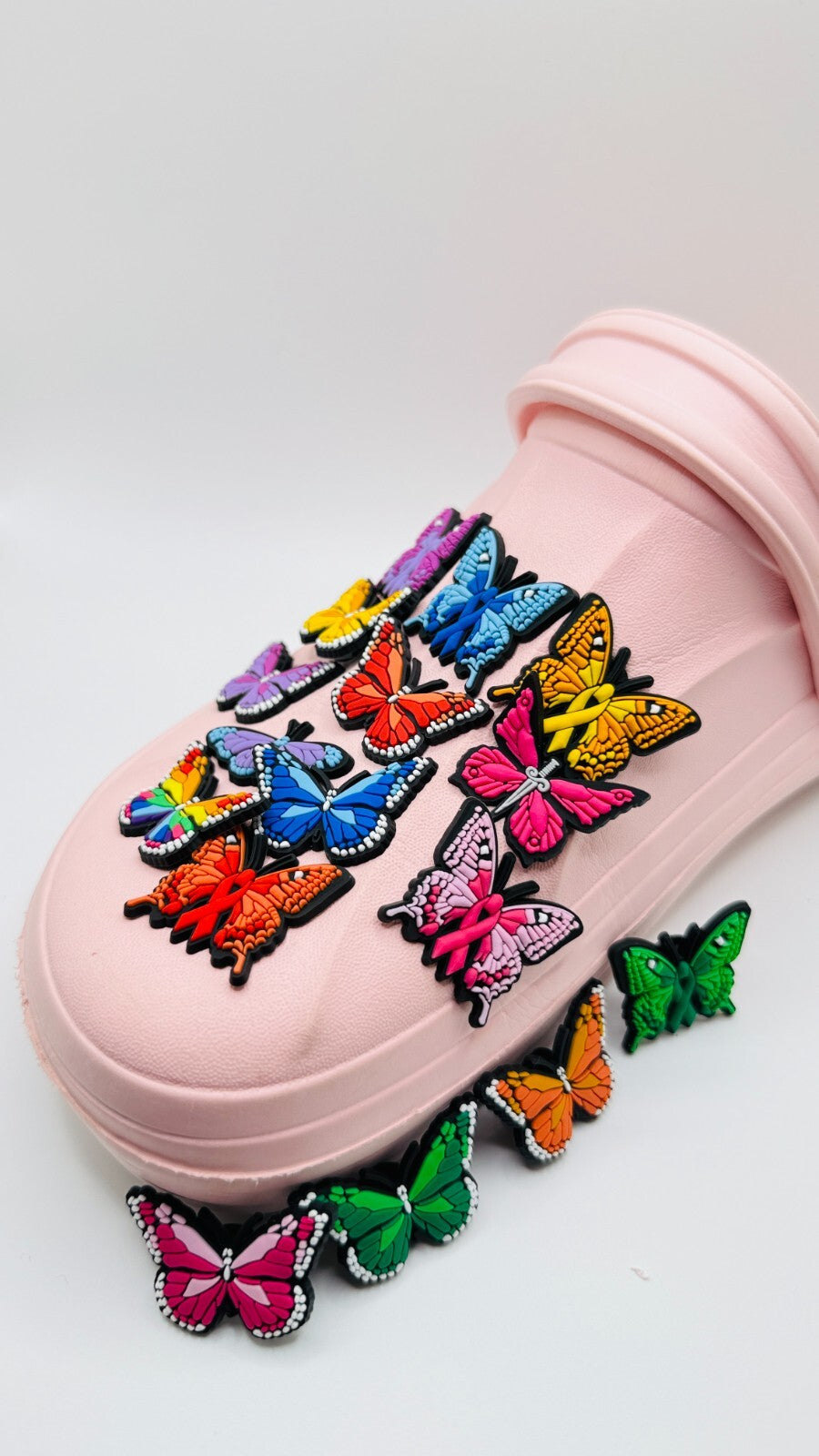 Butterfly shoe charms, set of 16, for Crocs-style clogs