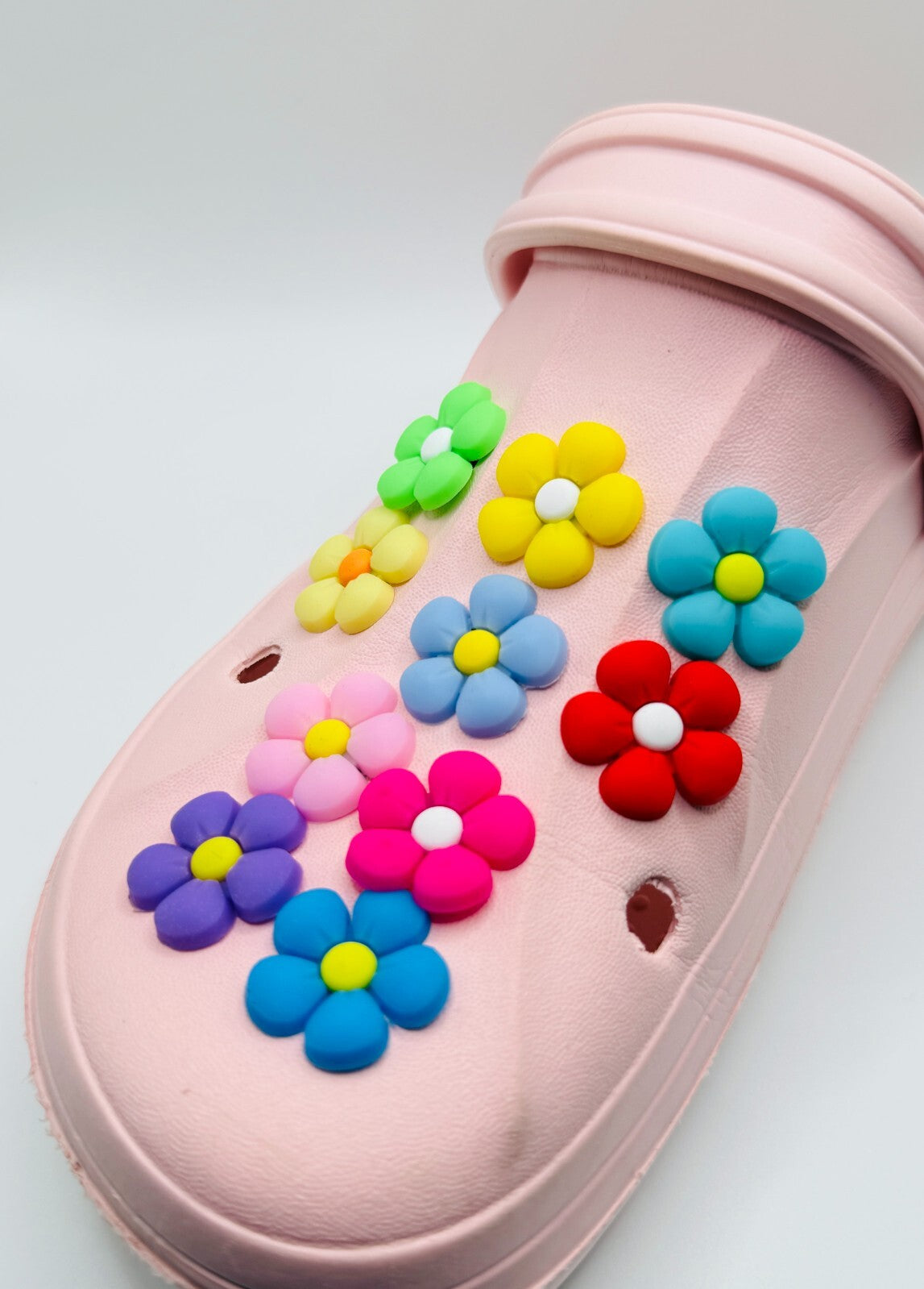 Flowers shoe charms, set of 10, for Crocs-style clogs