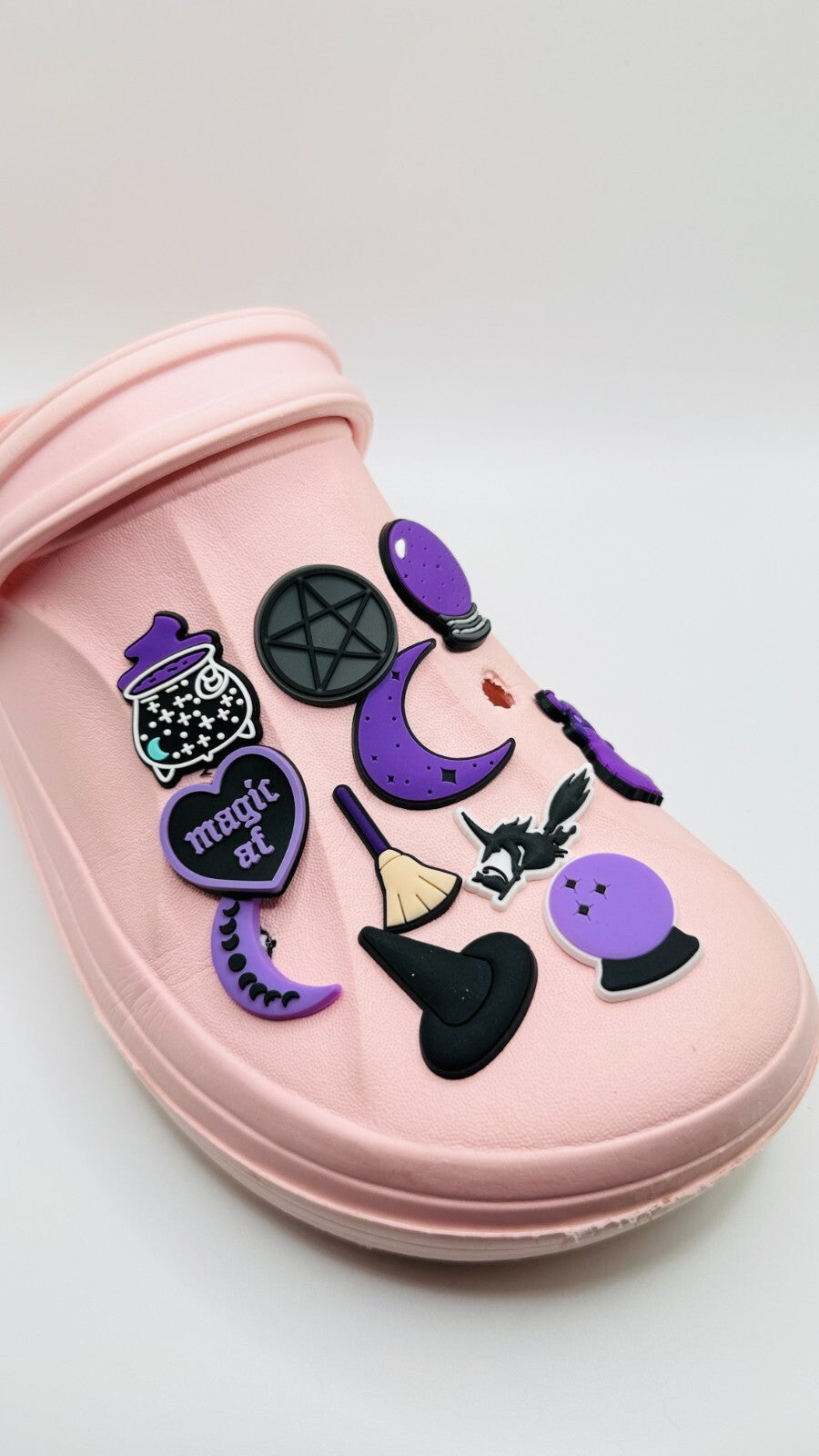 Witch shoe charms, set of 11, for Crocs-style clogs