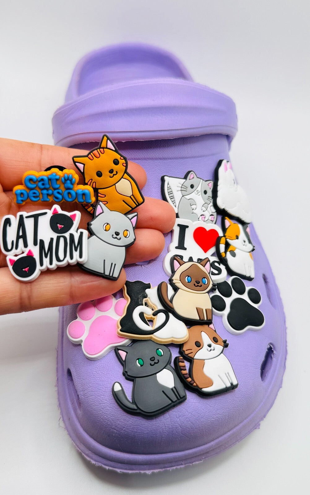 Cats shoe charms, set of 14, for Crocs-style clogs
