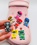 Power Rangers, Angular Helmet Design,  shoe charms, set of 7, for Crocs-style clogs