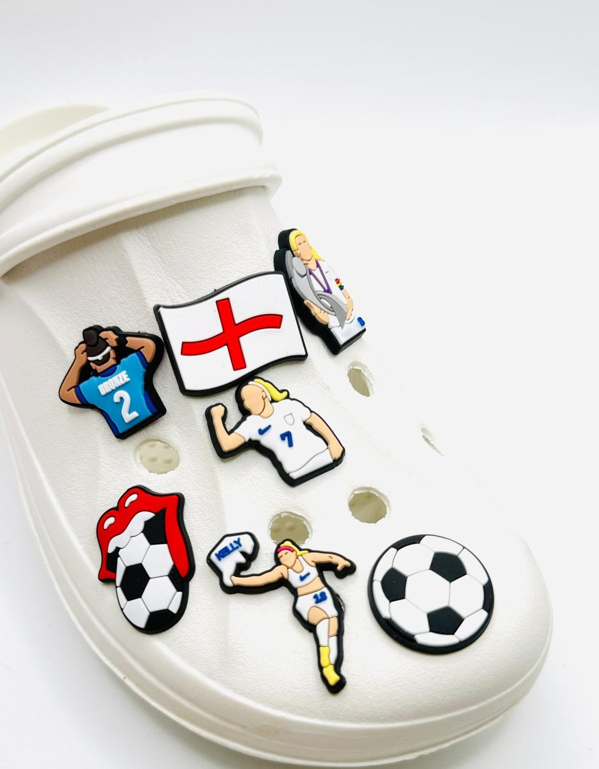 Lionesses Football shoe charms, set of 7, for Crocs-style clogs
