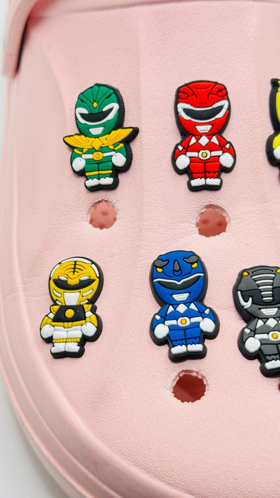 Power Rangers, Angular Helmet Design,  shoe charms, set of 7, for Crocs-style clogs